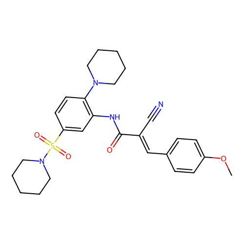 (E)-2-cyano-3-(4-methoxyphenyl)-N-(2-piperidin-1-yl-5-piperidin-1-ylsulfonylphenyl)prop-2-enamide structure
