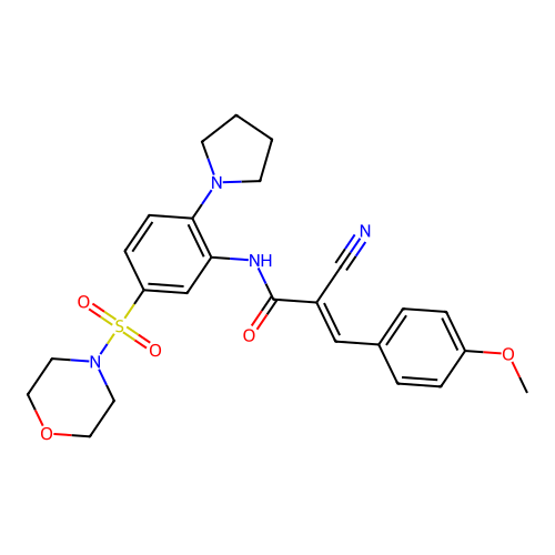 (E)-2-cyano-3-(4-methoxyphenyl)-N-(5-morpholin-4-ylsulfonyl-2-pyrrolidin-1-ylphenyl)prop-2-enamide structure
