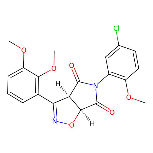 (3aR,6aS)-5-(5-chloro-2-methoxyphenyl)-3-(2,3-dimethoxyphenyl)-3a,6a-dihydropyrrolo[3,4-d][1,2]oxazole-4,6-dione structure