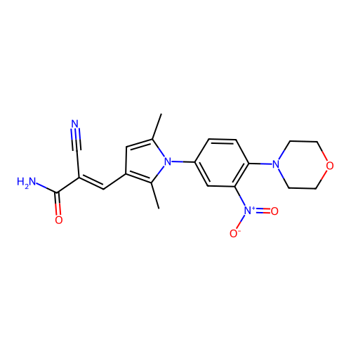 (E)-2-cyano-3-[2,5-dimethyl-1-(4-morpholin-4-yl-3-nitrophenyl)pyrrol-3-yl]prop-2-enamide structure