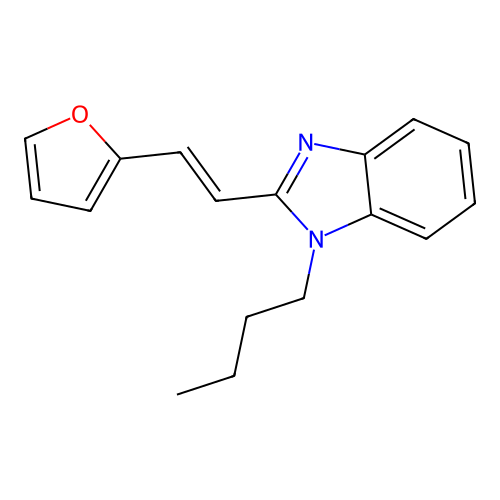 2-[(1E)-2-(1-butylbenzimidazol-2-yl)vinyl]furan structure