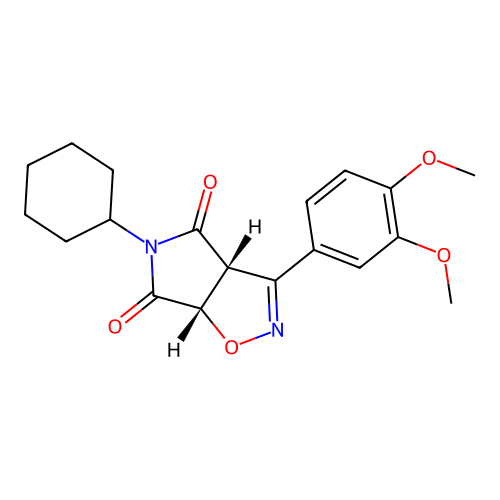 (3aR,6aS)-5-cyclohexyl-3-(3,4-dimethoxyphenyl)-3a,6a-dihydropyrrolo[3,4-d][1,2]oxazole-4,6-dione structure