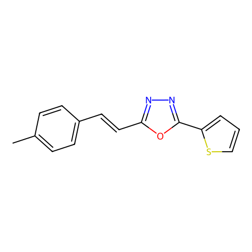 2-[2-(4-Methylphenyl)vinyl]-5-(2-thienyl)-1,3,4-oxadiazole structure