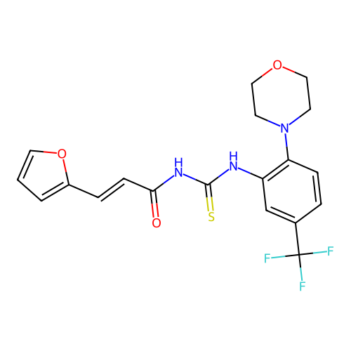 (E)-3-(furan-2-yl)-N-((2-morpholino-5-(trifluoromethyl)phenyl)carbamothioyl)acrylamide structure