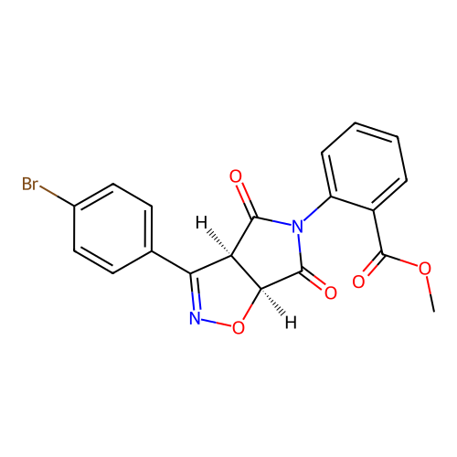 methyl 2-((3aR,6aS)-3-(4-bromophenyl)-4,6-dioxo-6,6a-dihydro-3aH-pyrrolo[3,4-d]isoxazol-5(4H)-yl)benzoate structure