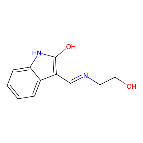 1,3-Dihydro-3-(((2-hydroxyethyl)amino)methylene)-2H-indol-2-one structure