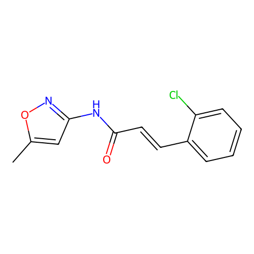 3-(2-chlorophenyl)-N-(5-methyl-3-isoxazolyl)acrylamide structure