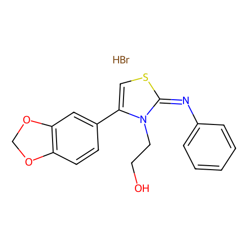(Z)-2-(4-(benzo[d][1,3]dioxol-5-yl)-2-(phenylimino)thiazol-3(2H)-yl)ethanol hydrobromide structure