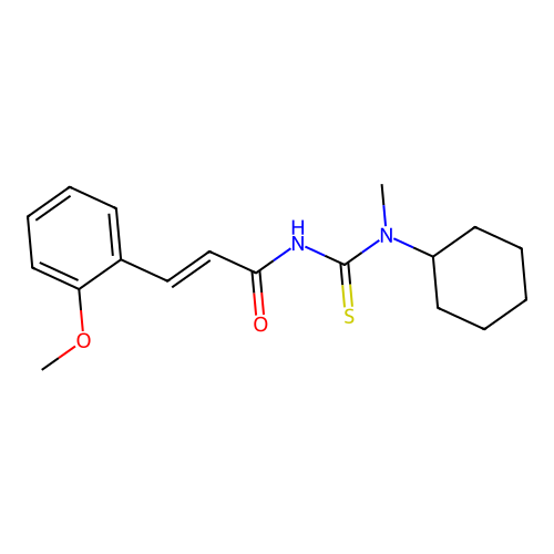 N-cyclohexyl-N'-[3-(2-methoxyphenyl)acryloyl]-N-methylthiourea structure