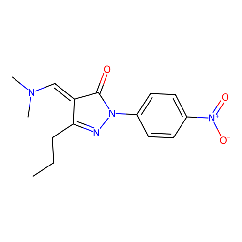 (4E)-4-(dimethylaminomethylidene)-2-(4-nitrophenyl)-5-propylpyrazol-3-one structure