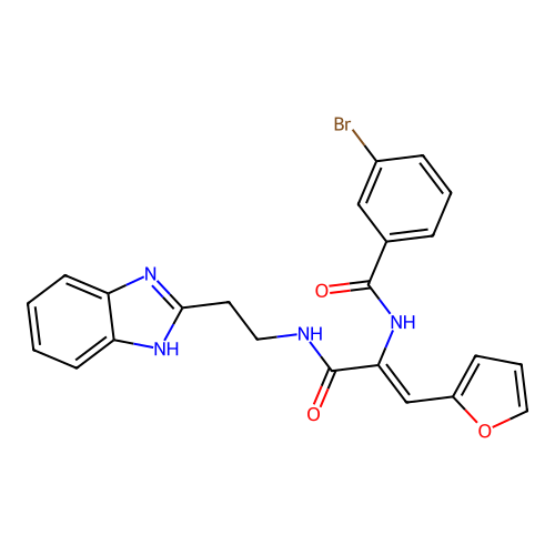 (Z)-N-(3-((2-(1H-benzo[d]imidazol-2-yl)ethyl)amino)-1-(furan-2-yl)-3-oxoprop-1-en-2-yl)-3-bromobenzamide structure