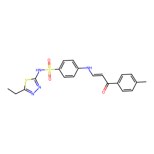 N-(5-ethyl-1,3,4-thiadiazol-2-yl)-4-{[(1E)-3-(4-methylphenyl)-3-oxoprop-1-en-1-yl]amino}benzenesulfonamide structure