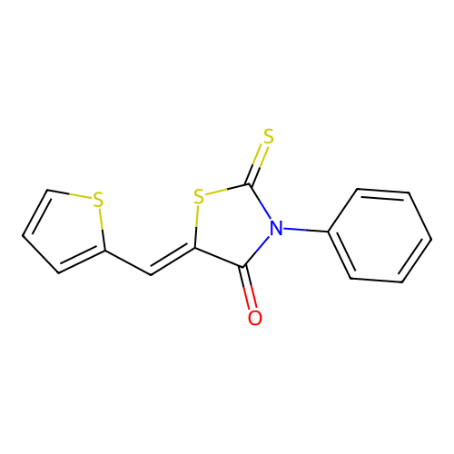 (Z)-3-phenyl-5-(thiophen-2-ylmethylene)-2-thioxothiazolidin-4-one structure