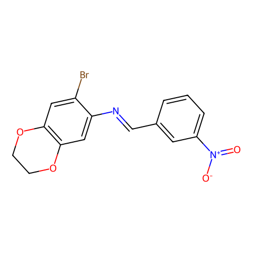 N-(6-bromo-2,3-dihydro-1,4-benzodioxin-7-yl)-1-(3-nitrophenyl)methanimine structure