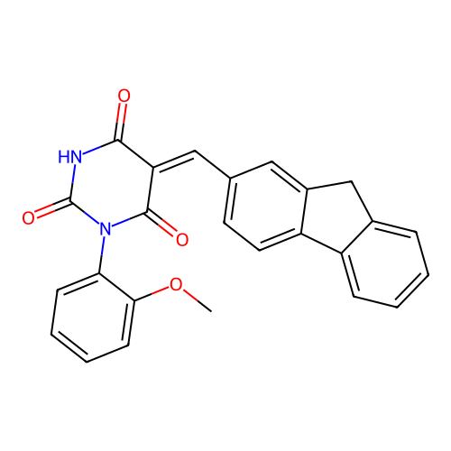 (5Z)-5-(9H-fluoren-2-ylmethylidene)-1-(2-methoxyphenyl)-1,3-diazinane-2,4,6-trione structure