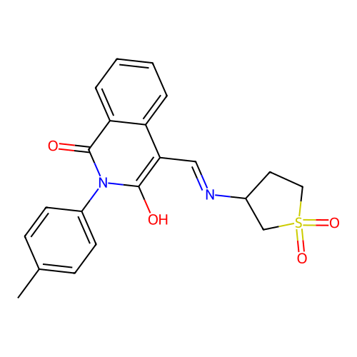 4-[1-(1,1-Dioxo-tetrahydro-1lambda*6*-thiophen-3-ylamino)-meth-(E)-ylidene]-2-p-tolyl-4H-isoquinoline -1,3-dione structure