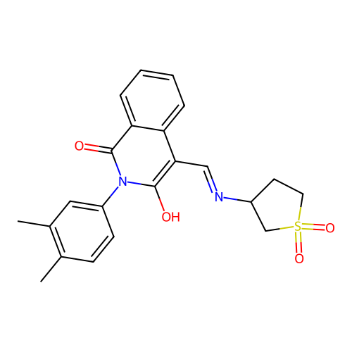 (4E)-2-(3,4-dimethylphenyl)-4-{[(1,1-dioxidotetrahydrothiophen-3-yl)amino]methylidene}isoquinoline-1,3(2H,4H)-dione structure