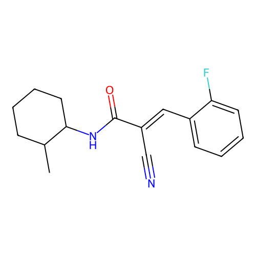 2-cyano-3-(2-fluorophenyl)-N-(2-methylcyclohexyl)prop-2-enamide structure