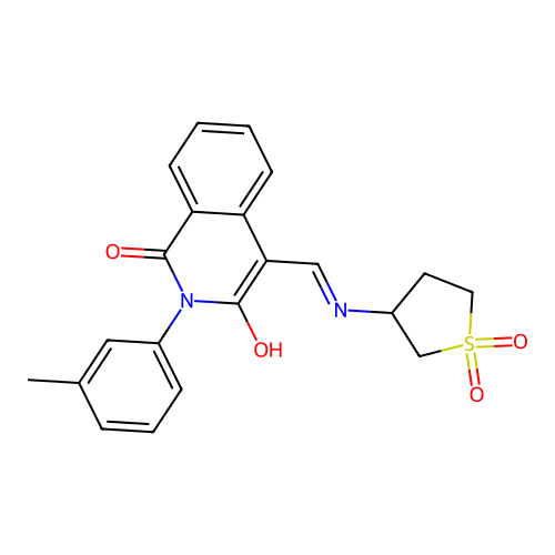4-[[(1,1-dioxothiolan-3-yl)amino]methylidene]-2-(3-methylphenyl)isoquinoline-1,3-dione structure