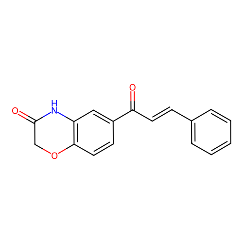 6-(3-phenylprop-2-enoyl)-3,4-dihydro-2H-1,4-benzoxazin-3-one structure