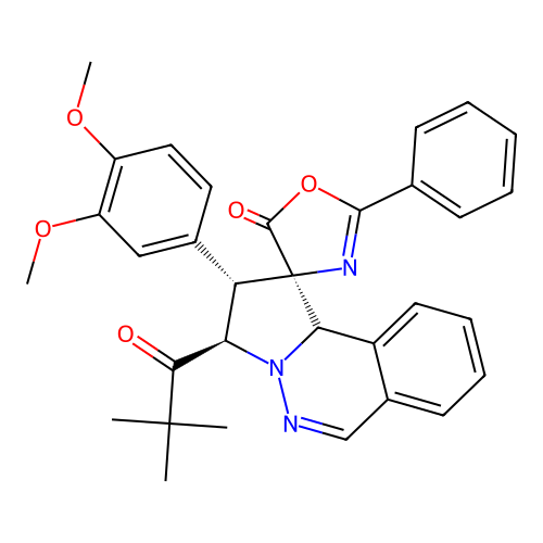 (1'R,2'S,3'R)-2'-(3,4-dimethoxyphenyl)-2-phenyl-3'-pivaloyl-3',10b'-dihydro-2'H,5H-spiro[oxazole-4,1'-pyrrolo[2,1-a]phthalazin]-5-one structure