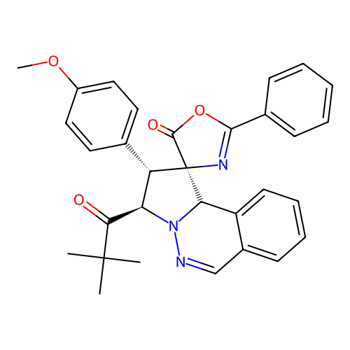 (1'R,2'S,3'R)-2'-(4-methoxyphenyl)-2-phenyl-3'-pivaloyl-3',10b'-dihydro-2'H,5H-spiro[oxazole-4,1'-pyrrolo[2,1-a]phthalazin]-5-one structure
