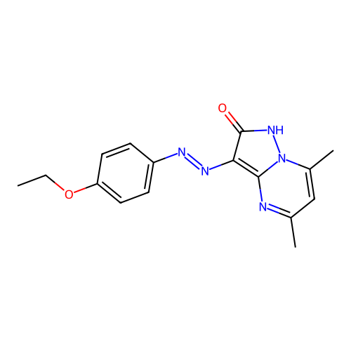 3-[(4-ethoxyphenyl)diazenyl]-5,7-dimethylpyrazolo[1,5-a]pyrimidin-2(1H)-one structure