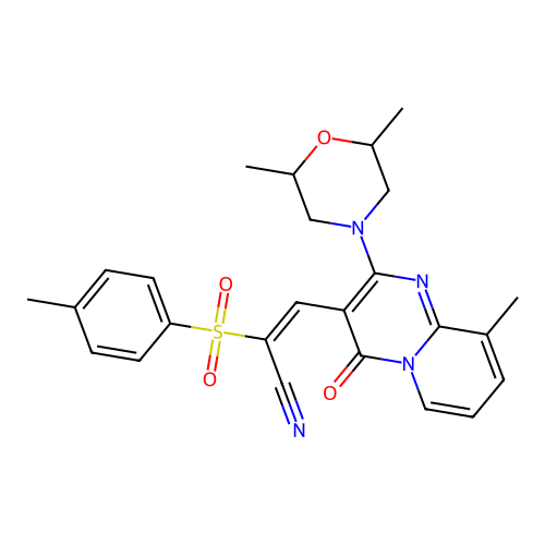 (2E)-3-[2-(2,6-DIMETHYLMORPHOLIN-4-YL)-9-METHYL-4-OXO-4H-PYRIDO[1,2-A]PYRIMIDIN-3-YL]-2-(4-METHYLBENZENESULFONYL)PROP-2-ENENITRILE structure