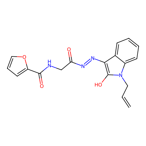 (Z)-N-(2-(2-(1-allyl-2-oxoindolin-3-ylidene)hydrazinyl)-2-oxoethyl)furan-2-carboxamide structure