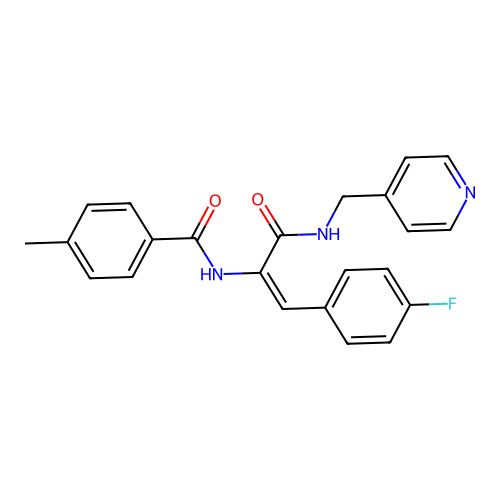 N-{(E)-2-(4-Fluoro-phenyl)-1-[(pyridin-4-ylmethyl)-carbamoyl]-vinyl}-4-methyl-benzamide structure