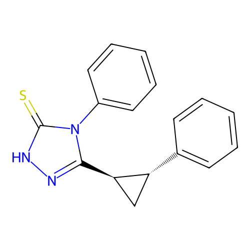 4-phenyl-5-((1R,2R)-2-phenylcyclopropyl)-4H-1,2,4-triazole-3-thiol structure