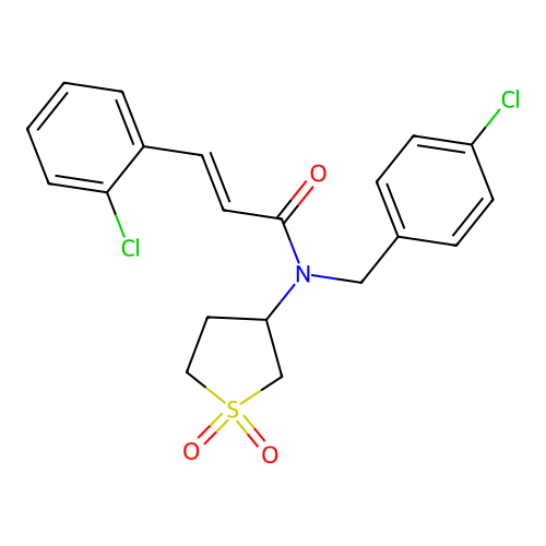 (2E)-N-(4-chlorobenzyl)-3-(2-chlorophenyl)-N-(1,1-dioxidotetrahydrothiophen-3-yl)prop-2-enamide structure
