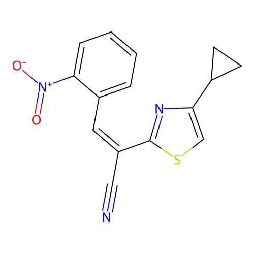 (Z)-2-(4-cyclopropylthiazol-2-yl)-3-(2-nitrophenyl)acrylonitrile structure
