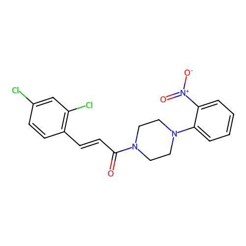 (2E)-3-(2,4-dichlorophenyl)-1-[4-(2-nitrophenyl)piperazin-1-yl]prop-2-en-1-one structure
