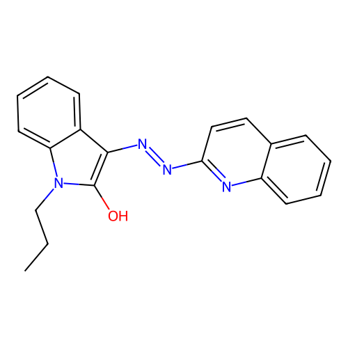 (3Z)-1-propyl-3-(quinolin-2-ylhydrazinylidene)indol-2-one structure