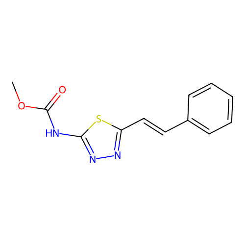 methyl {5-[(E)-2-phenylethenyl]-1,3,4-thiadiazol-2-yl}carbamate structure