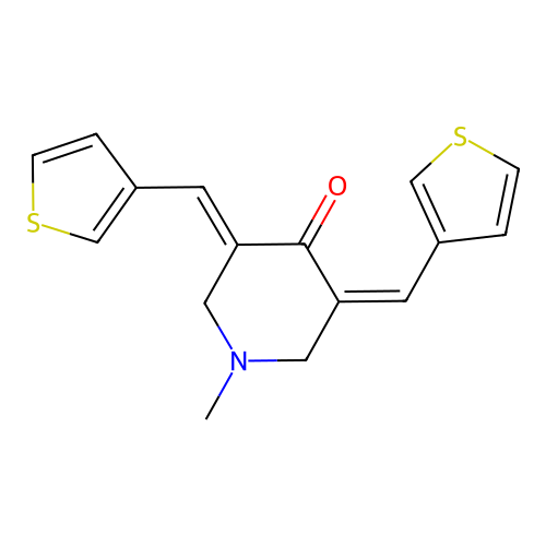 (3Z,5E)-1-methyl-3,5-bis(thiophen-3-ylmethylidene)piperidin-4-one structure