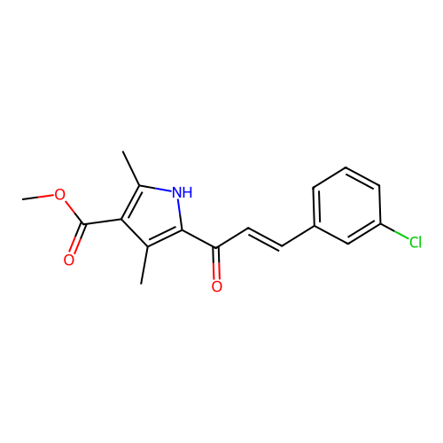 methyl 5-[(E)-3-(3-chlorophenyl)prop-2-enoyl]-2,4-dimethyl-1H-pyrrole-3-carboxylate structure