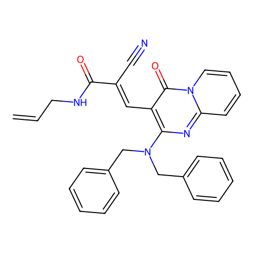 (E)-N-allyl-2-cyano-3-(2-(dibenzylamino)-4-oxo-4H-pyrido[1,2-a]pyrimidin-3-yl)acrylamide structure