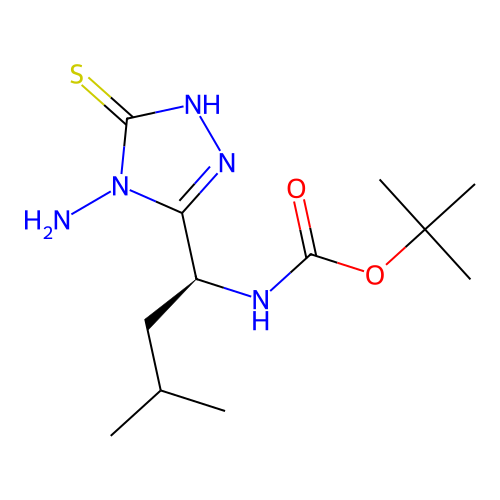 (S)-tert-butyl (1-(4-amino-5-mercapto-4H-1,2,4-triazol-3-yl)-3-methylbutyl)carbamate structure