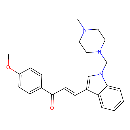 (E)-1-(4-Methoxy-phenyl)-3-[1-(4-methyl-piperazin-1-ylmethyl)-1H-indol-3-yl]-propenone structure