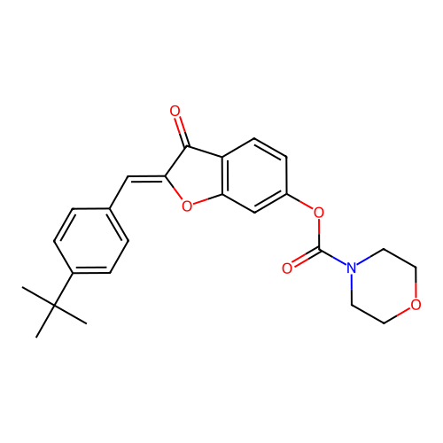 (Z)-2-(4-(tert-butyl)benzylidene)-3-oxo-2,3-dihydrobenzofuran-6-yl morpholine-4-carboxylate structure