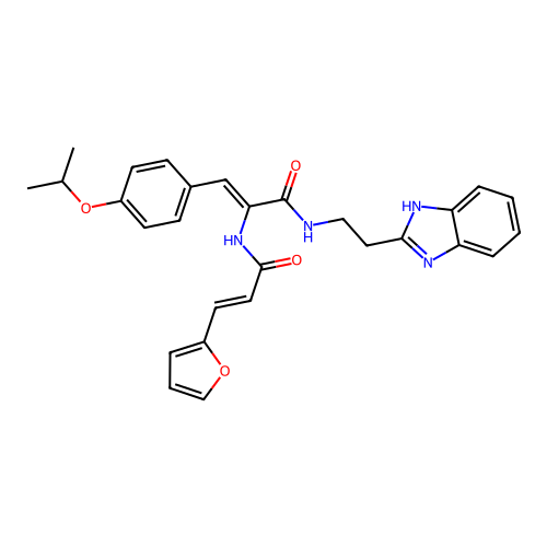 (Z)-N-[2-(1H-benzimidazol-2-yl)ethyl]-2-[[(E)-3-(furan-2-yl)prop-2-enoyl]amino]-3-(4-propan-2-yloxyphenyl)prop-2-enamide structure