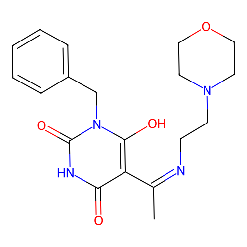 (5E)-1-benzyl-5-[1-(2-morpholin-4-ylethylamino)ethylidene]-1,3-diazinane-2,4,6-trione structure