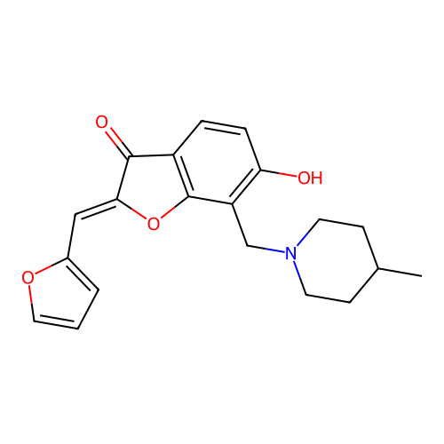 (Z)-2-(furan-2-ylmethylene)-6-hydroxy-7-((4-methylpiperidin-1-yl)methyl)benzofuran-3(2H)-one structure