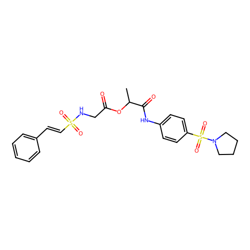 [1-oxo-1-(4-pyrrolidin-1-ylsulfonylanilino)propan-2-yl] 2-[[(E)-2-phenylethenyl]sulfonylamino]acetate structure