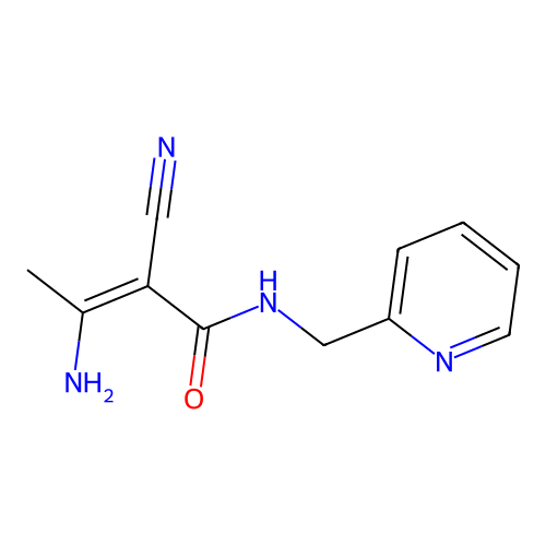(Z)-3-amino-2-cyano-N-(pyridin-2-ylmethyl)but-2-enamide structure
