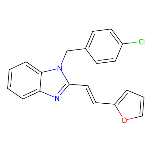 1-[(4-chlorophenyl)methyl]-2-[(E)-2-(furan-2-yl)ethenyl]benzimidazole structure