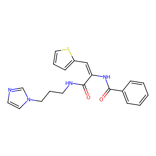 N-[(E)-1-(3-Imidazol-1-yl-propylcarbamoyl)-2-thiophen-2-yl-vinyl]-benzamide structure
