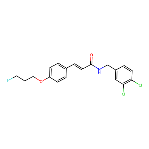 (E)-N-(3,4-dichlorobenzyl)-3-[4-(3-fluoropropoxy)phenyl]-2-propenamide structure
